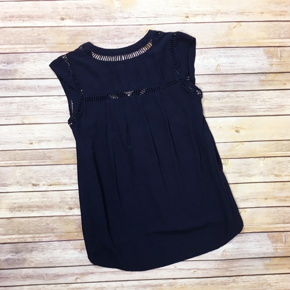 Rebecca Taylor Crochet Cut Out Blouse in navy - Picture 3 of 7